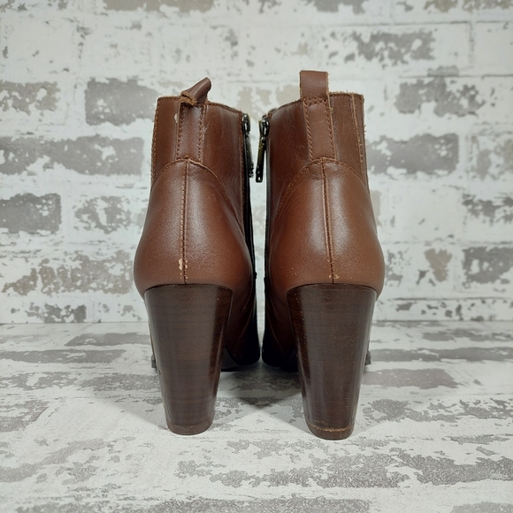 NEW Blondo Reese Waterproof Brown Leather Block Heel Ankle Boots X250 - Picture 6 of 12